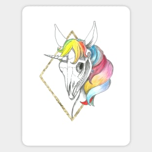 Rainbow Unicorn Skull Magnet